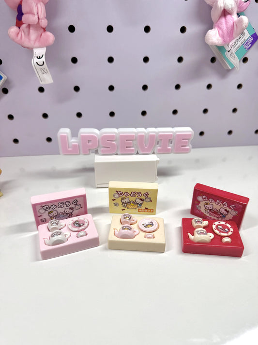 Miniature Tea Set for LPS & Dollhouse Accessories | Teapot, Teacups & Tray