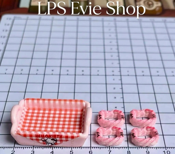 Miniature Picnic Tray & Bow Pastry Set (5 Pcs) | Dollhouse Bakery & Cafe Food
