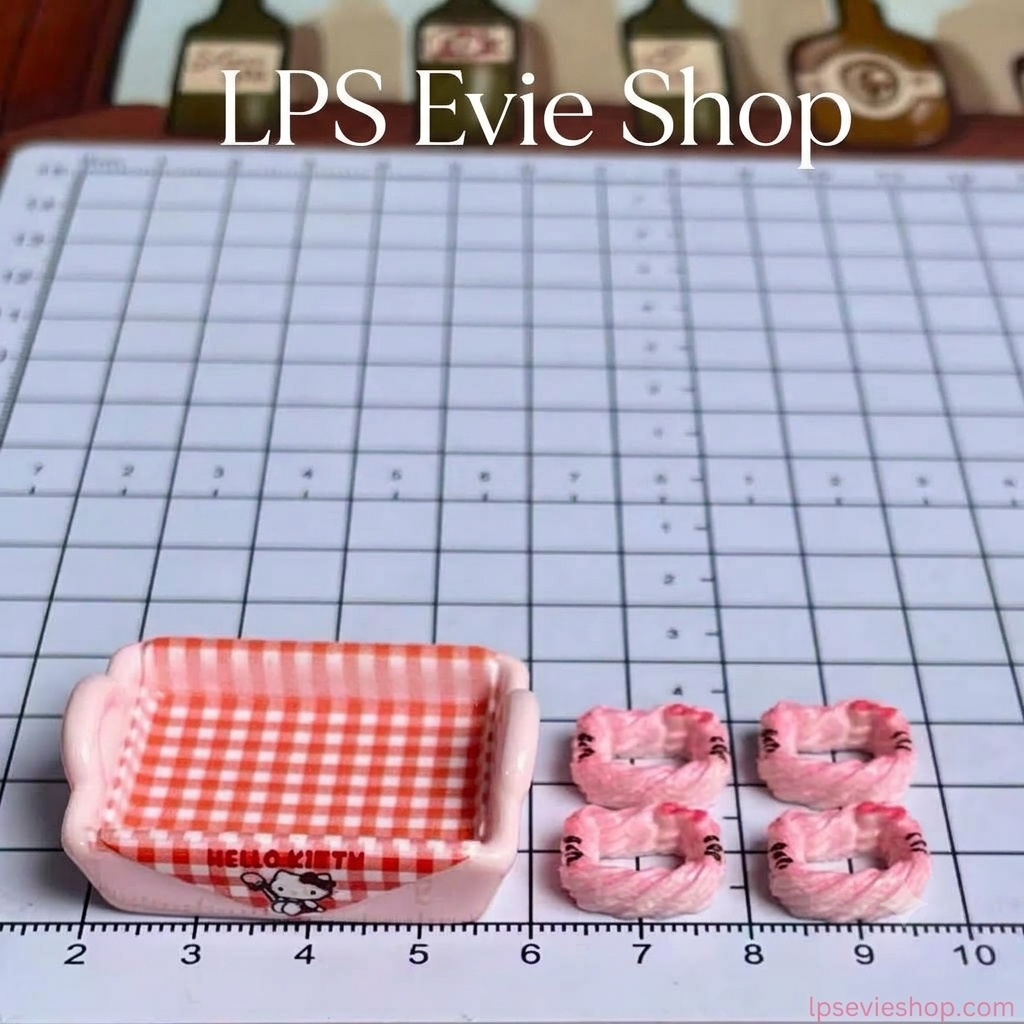 Miniature Picnic Tray & Bow Pastry Set (5 Pcs) | Dollhouse Bakery & Cafe Food