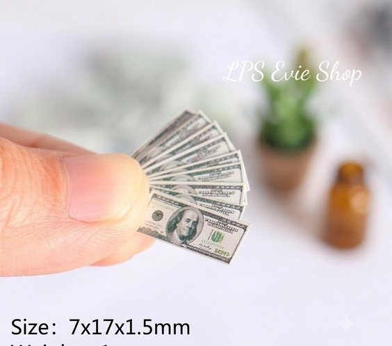 Miniature Money Stacks 1:12 Scale Prop Cash | Realistic US Dollar Bills Bundles for LPS, Dollhouse, Action Figures & Toy Photography Dioramas