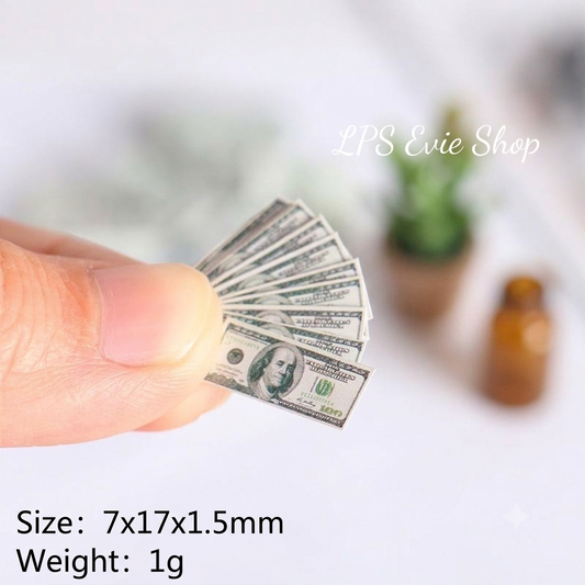 Miniature Money Stacks 1:12 Scale Prop Cash | Realistic US Dollar Bills Bundles for LPS, Dollhouse, Action Figures & Toy Photography Dioramas