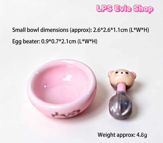 1 Miniature Kawaii Bear Baking Set – Mixing Bowl, Whisk & Magic Wand | Dollhouse Kitchen & Bakery Accessories