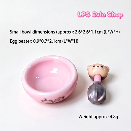 1 Miniature Kawaii Bear Baking Set – Mixing Bowl, Whisk & Magic Wand | Dollhouse Kitchen & Bakery Accessories