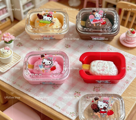 Miniature Cute Popsicle Ice Cream Tub with Clear Lid | Dollhouse Cafe & Dessert Food Set