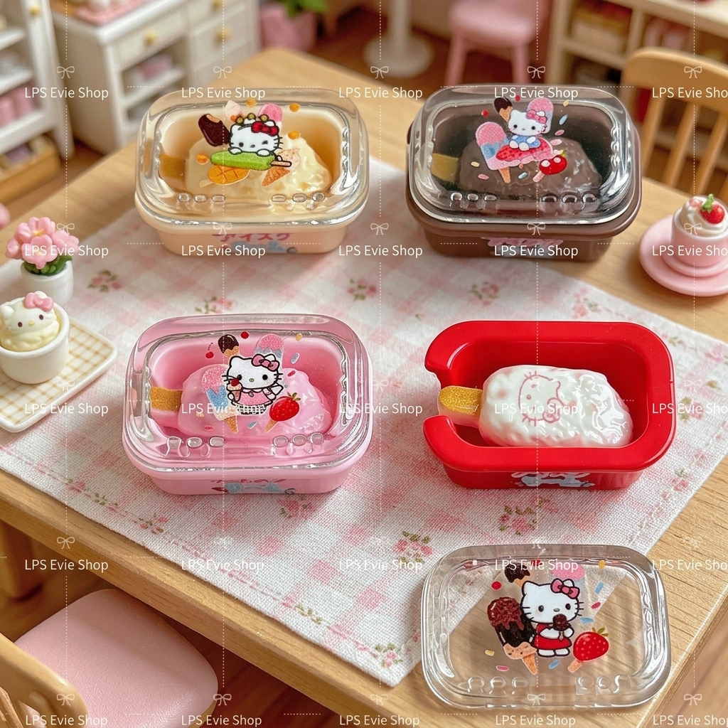 Miniature Cute Popsicle Ice Cream Tub with Clear Lid | Dollhouse Cafe & Dessert Food Set