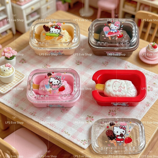 Miniature Cute Popsicle Ice Cream Tub with Clear Lid | Dollhouse Cafe & Dessert Food Set