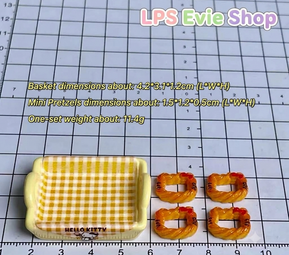 Miniature Picnic Tray & Bow Pastry Set (5 Pcs) | Dollhouse Bakery & Cafe Food