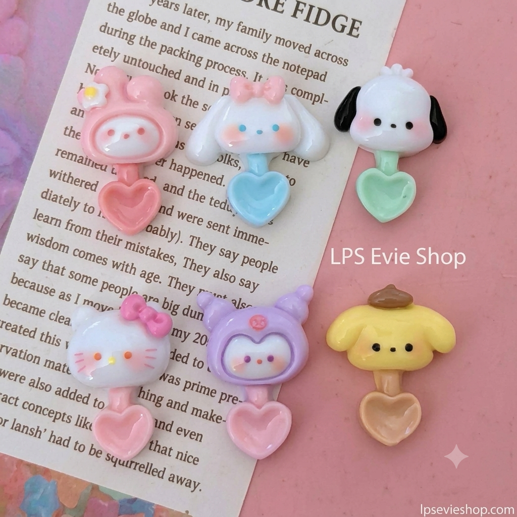 Miniature Kawaii Heart Spoon Set (Set of 6) – Pastel Character Spoons | Dollhouse Kitchen & Cafe Accessories