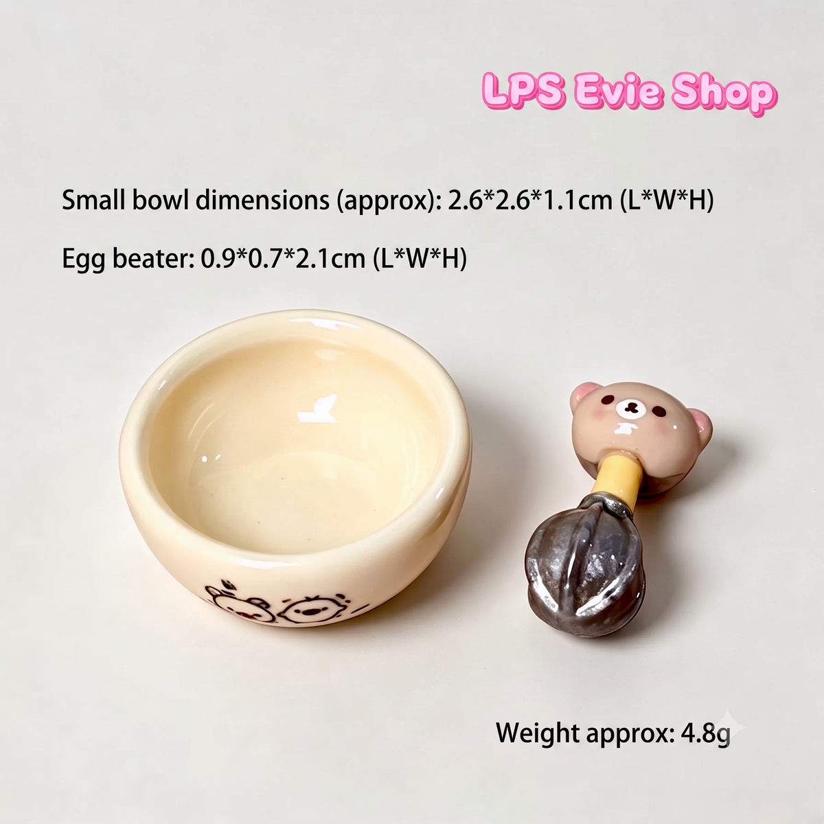 1 Miniature Kawaii Bear Baking Set – Mixing Bowl, Whisk & Magic Wand | Dollhouse Kitchen & Bakery Accessories