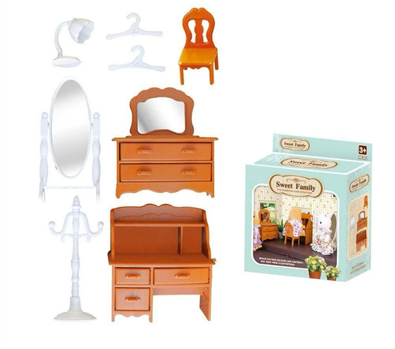 Miniature Bedroom & Study Furniture Playset | Dollhouse Vanity for LPS & 1:12 Dioramas