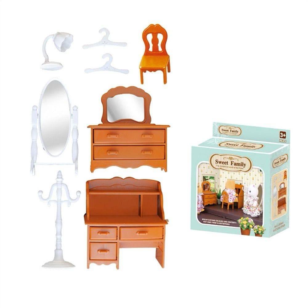 Miniature Bedroom & Study Furniture Playset | Dollhouse Vanity for LPS & 1:12 Dioramas