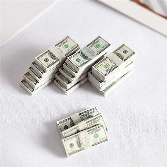 Miniature Money Stacks 1:12 Scale Prop Cash | Realistic US Dollar Bills Bundles for LPS, Dollhouse, Action Figures & Toy Photography Dioramas
