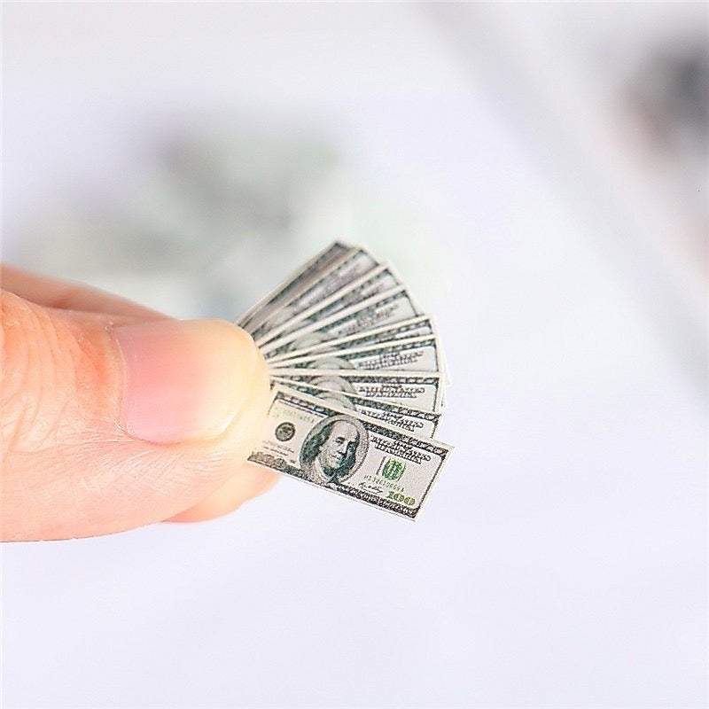 Miniature Money Stacks 1:12 Scale Prop Cash | Realistic US Dollar Bills Bundles for LPS, Dollhouse, Action Figures & Toy Photography Dioramas