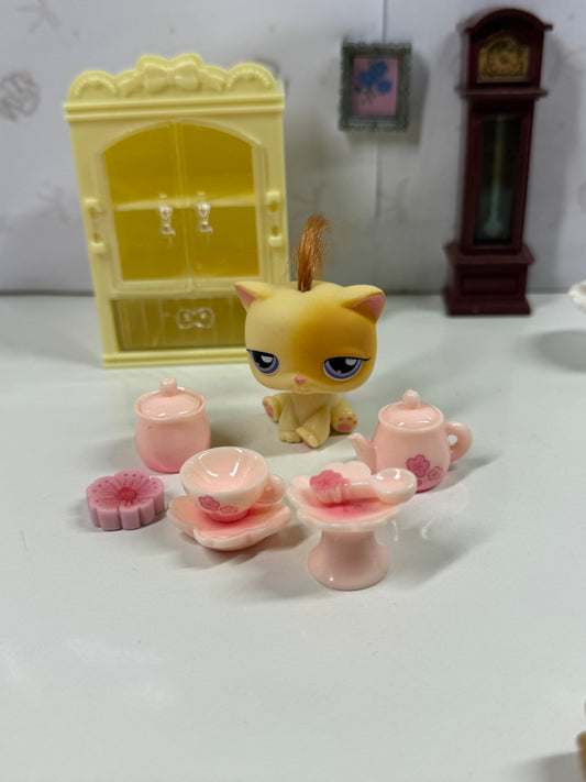 LPS Pink Floral Tea Set Trinkets