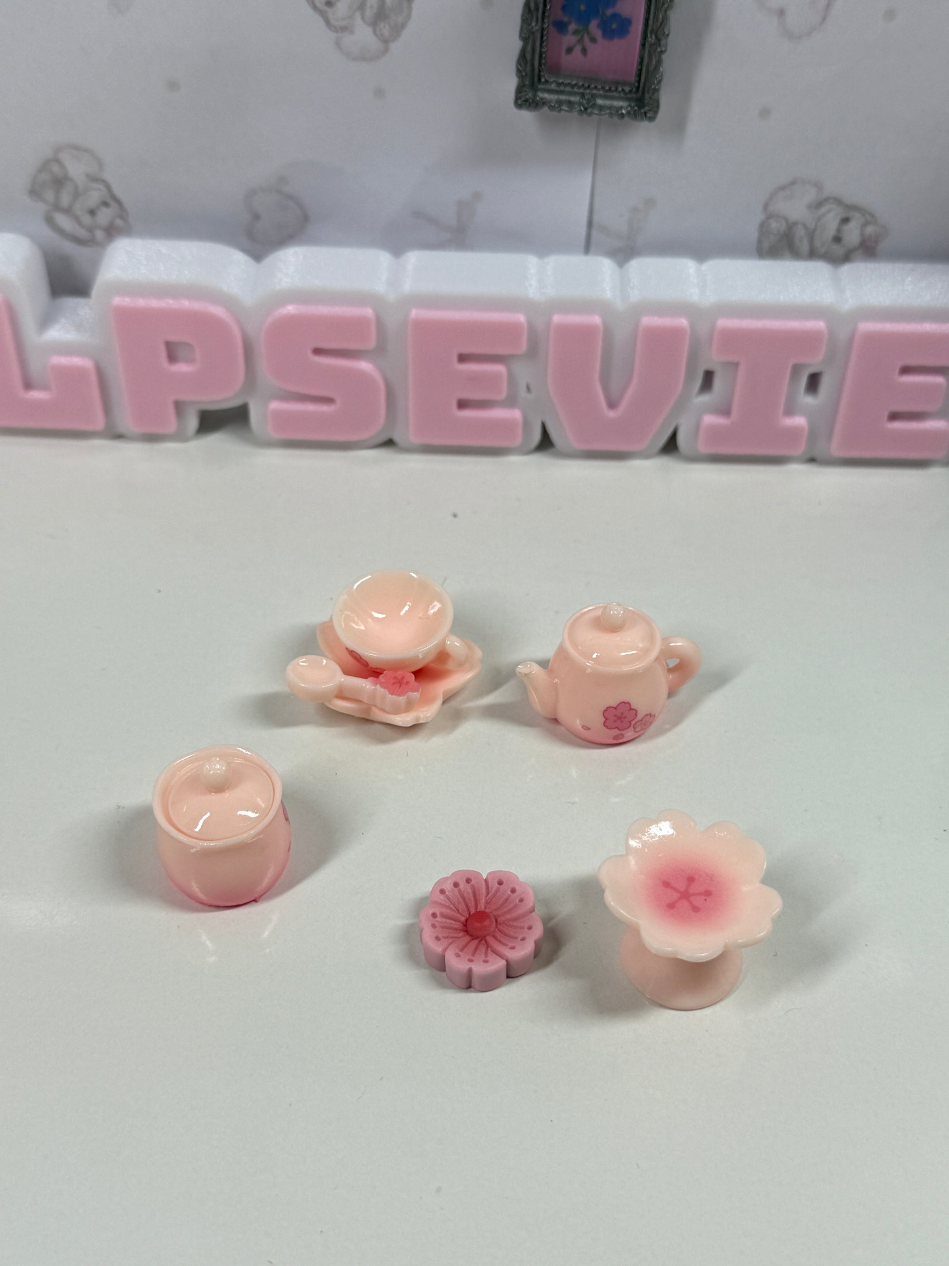 LPS Pink Floral Tea Set Trinkets