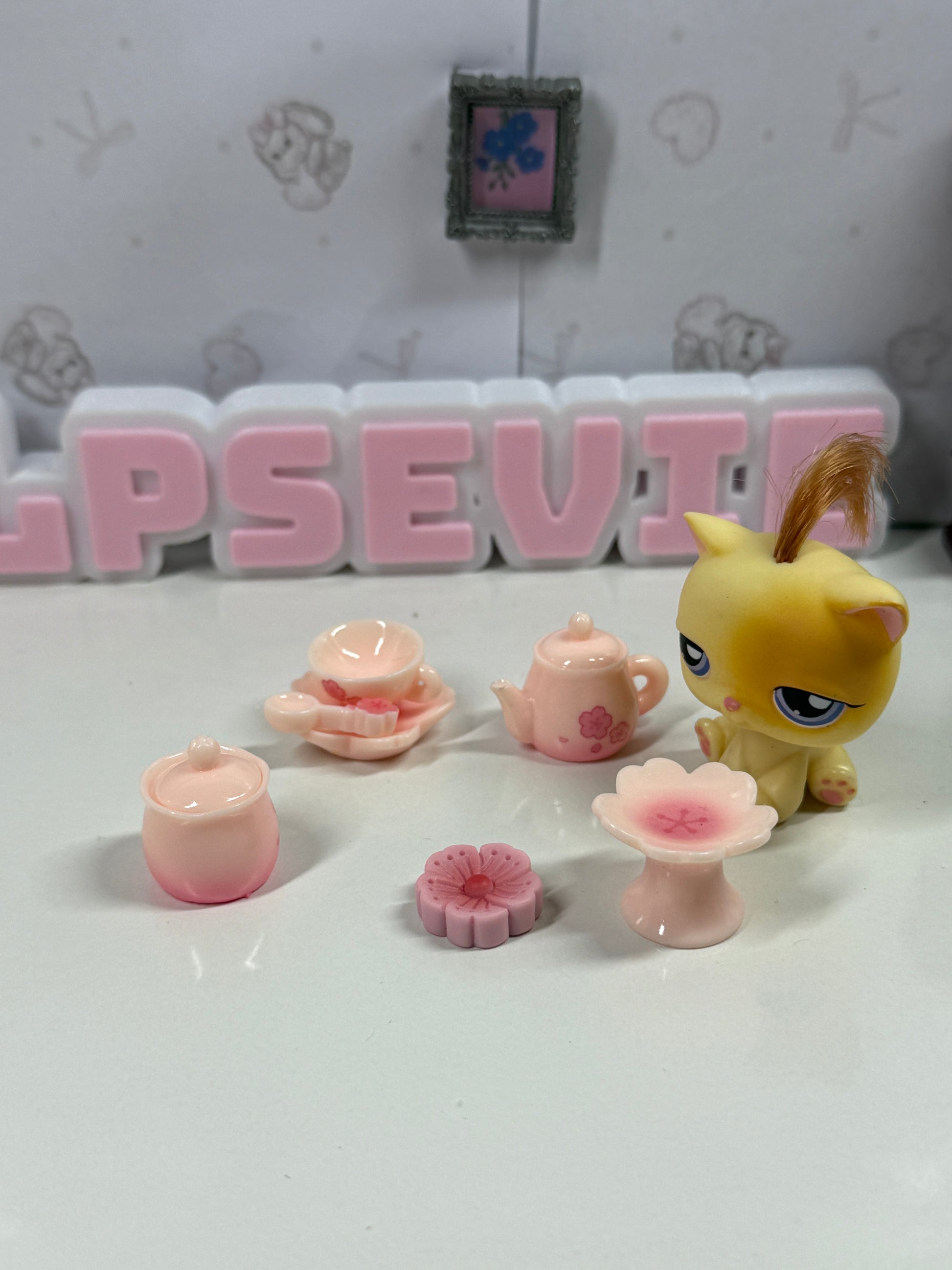 LPS Pink Floral Tea Set Trinkets