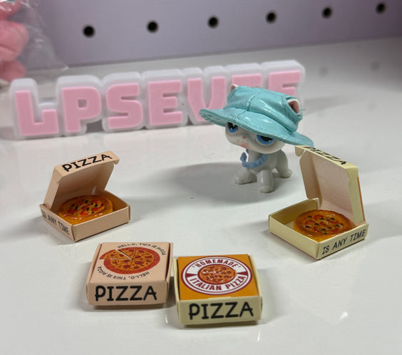 1 Set Miniature Pizza Box & Pizza | Dollhouse Food Accessory Opening Pizza Box