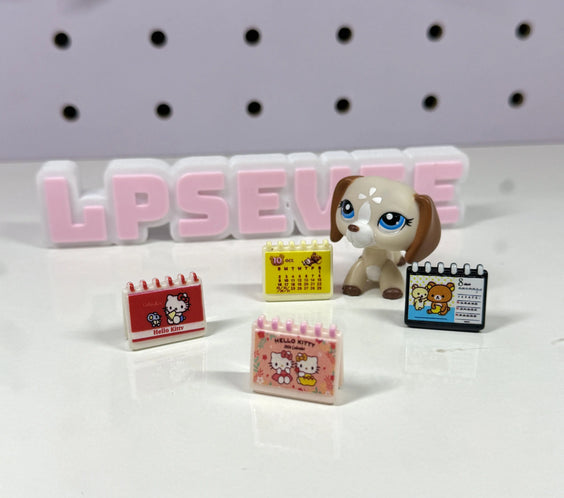 Miniature Desk Calendar Trinket – Kawaii Dollhouse Accessory for LPS Setups | Single or Set of 4