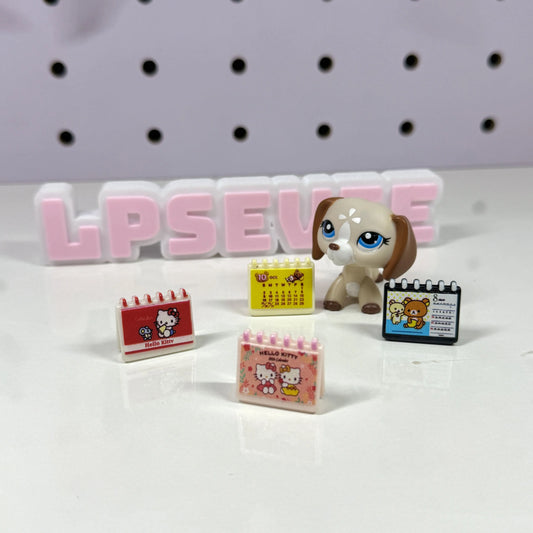 Miniature Desk Calendar Trinket – Kawaii Dollhouse Accessory for LPS Setups | Single or Set of 4