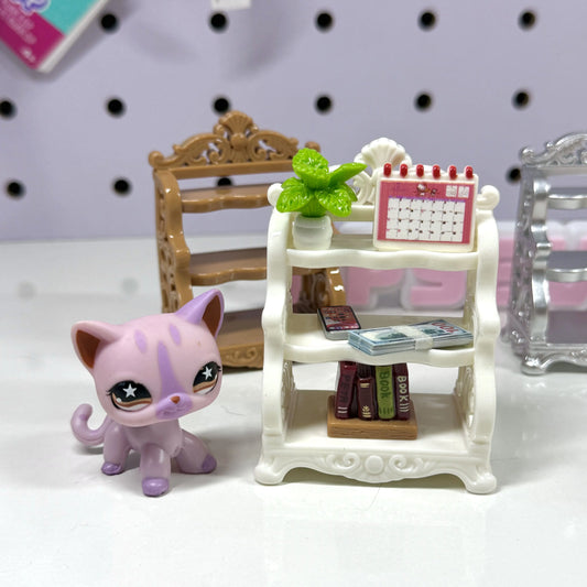Miniature Vintage Display Shelf – Ornate 3-Tier Dollhouse Furniture for LPS Setups | Single or Set of 5