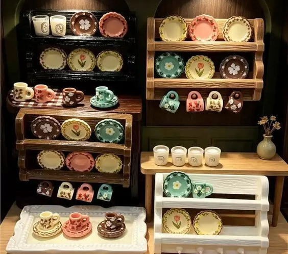 Miniature Wall-Mounted Plate & Cup Rack | LPS Kitchen Accessories