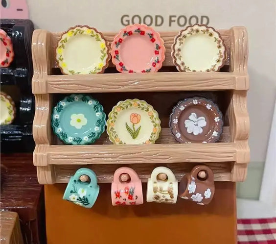 Miniature Wall-Mounted Plate & Cup Rack | LPS Kitchen Accessories