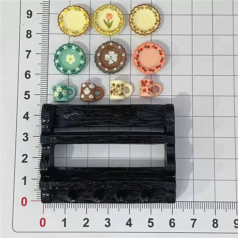 Miniature Wall-Mounted Plate & Cup Rack | LPS Kitchen Accessories