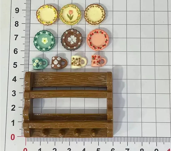 Miniature Wall-Mounted Plate & Cup Rack | LPS Kitchen Accessories