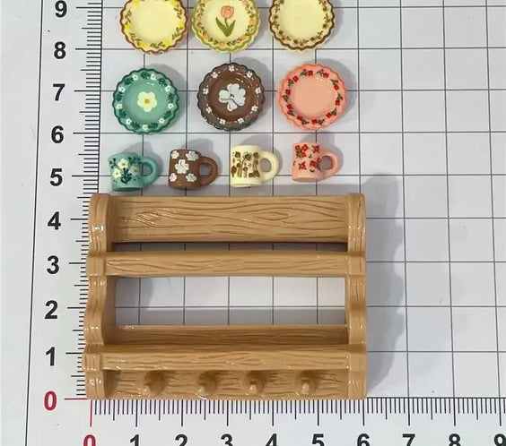 Miniature Wall-Mounted Plate & Cup Rack | LPS Kitchen Accessories