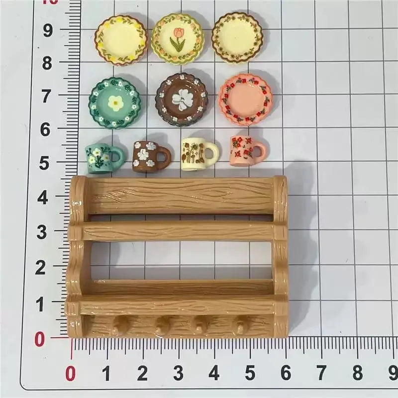Miniature Wall-Mounted Plate & Cup Rack | LPS Kitchen Accessories