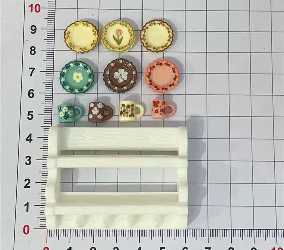 Miniature Wall-Mounted Plate & Cup Rack | LPS Kitchen Accessories