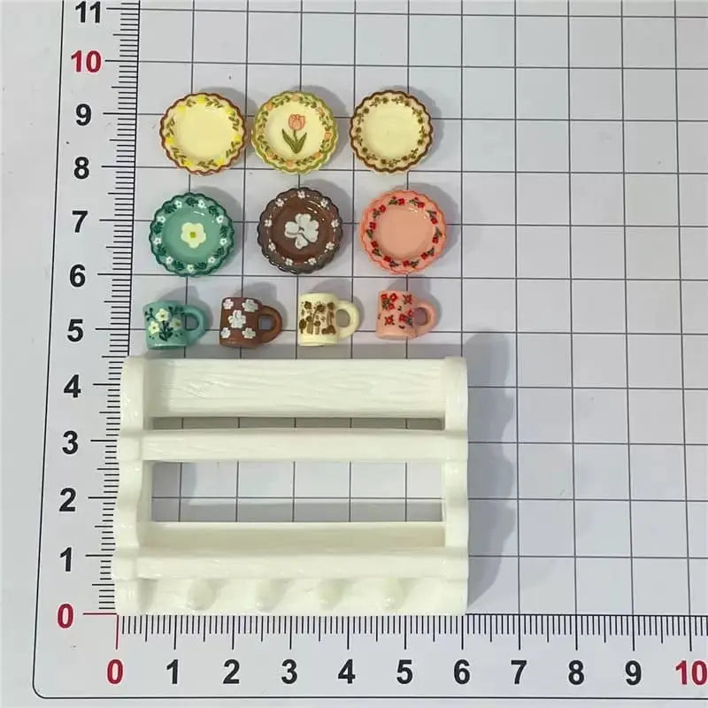 Miniature Wall-Mounted Plate & Cup Rack | LPS Kitchen Accessories