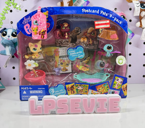 Littlest Pet Shop NIB Postcard Pets 3-Pack #1231 1232 1233 Cat Dragonfly Squirrel