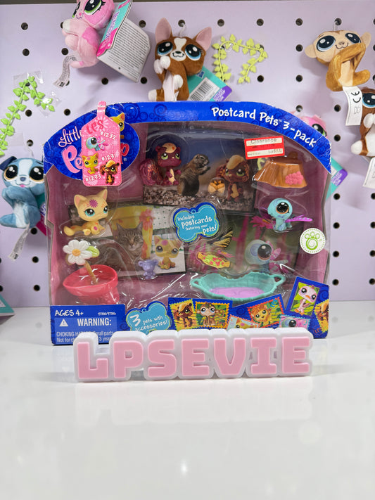 Littlest Pet Shop NIB Postcard Pets 3-Pack #1231 1232 1233 Cat Dragonfly Squirrel
