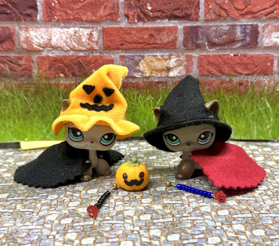 Handmade LPS Halloween Witch Outfit | Witch & Pumpkin Spirit Costume with Wand