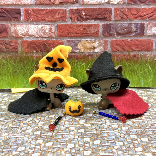 Handmade LPS Halloween Witch Outfit | Witch & Pumpkin Spirit Costume with Wand