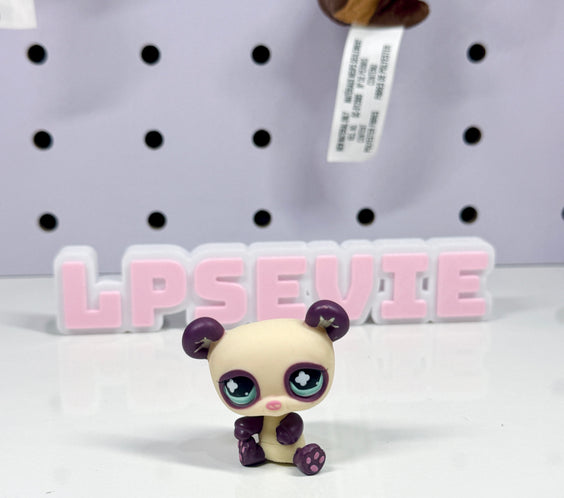 Littlest Pet Shop Authentic LPS #822 Panda Bear Purple Funniest Aqua Eyes Hasbro