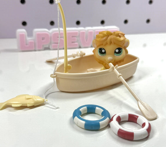 Miniature Fishing Boat Set for LPS | Boat, Floaties & Fishing Rod Accessories