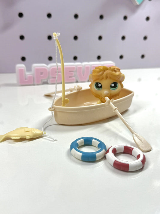 Miniature Fishing Boat Set for LPS | Boat, Floaties & Fishing Rod Accessories