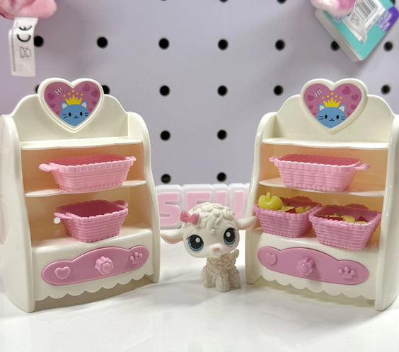 Market Shelf Set for LPS | Mini Grocery Display Rack with Baskets
