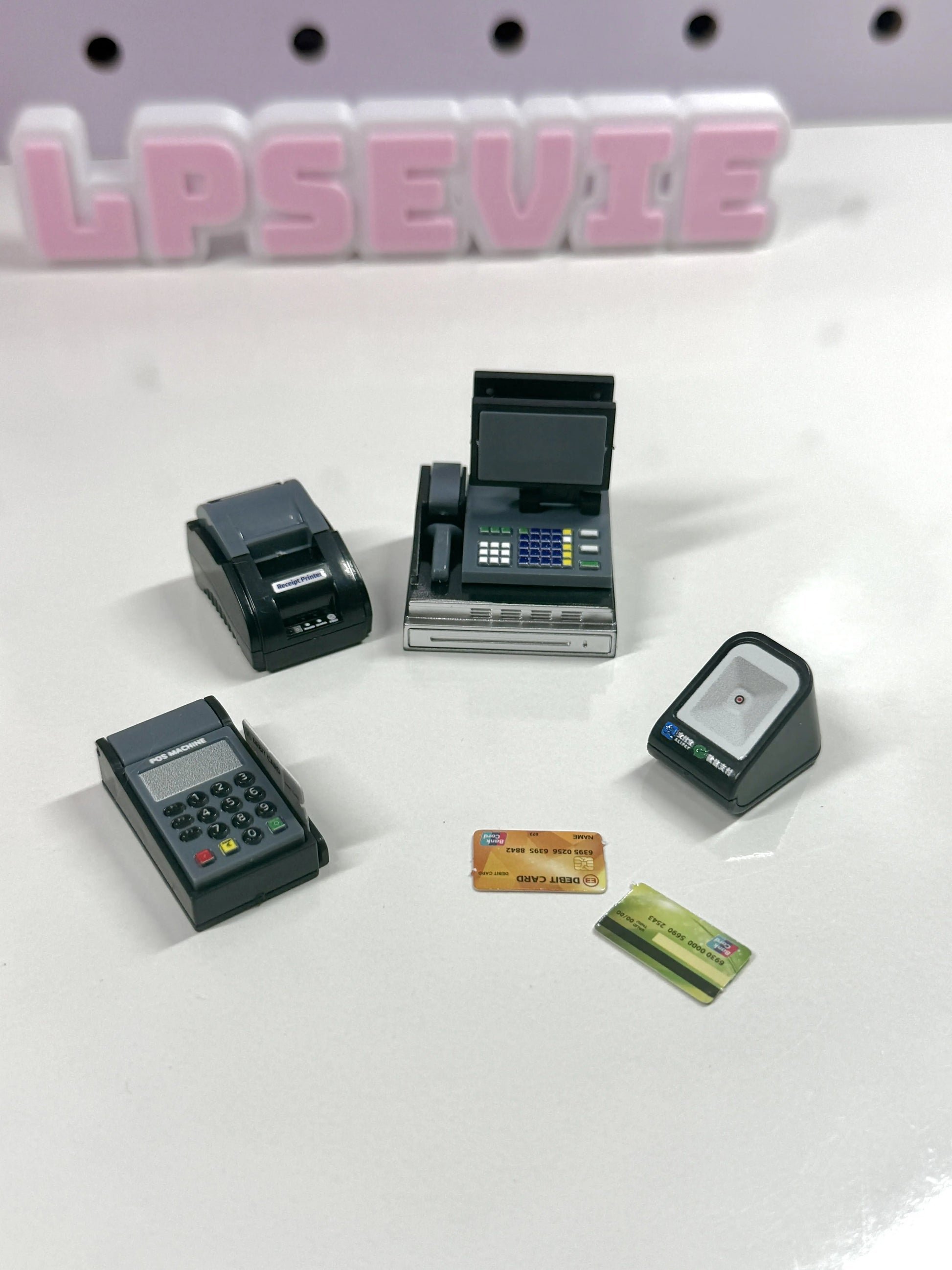 Miniature Cash Register & POS Machine Set for LPS | Store Checkout Counter Accessories