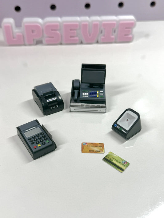 Miniature Cash Register & POS Machine Set for LPS | Store Checkout Counter Accessories