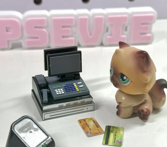 Miniature Cash Register & POS Machine Set for LPS | Store Checkout Counter Accessories