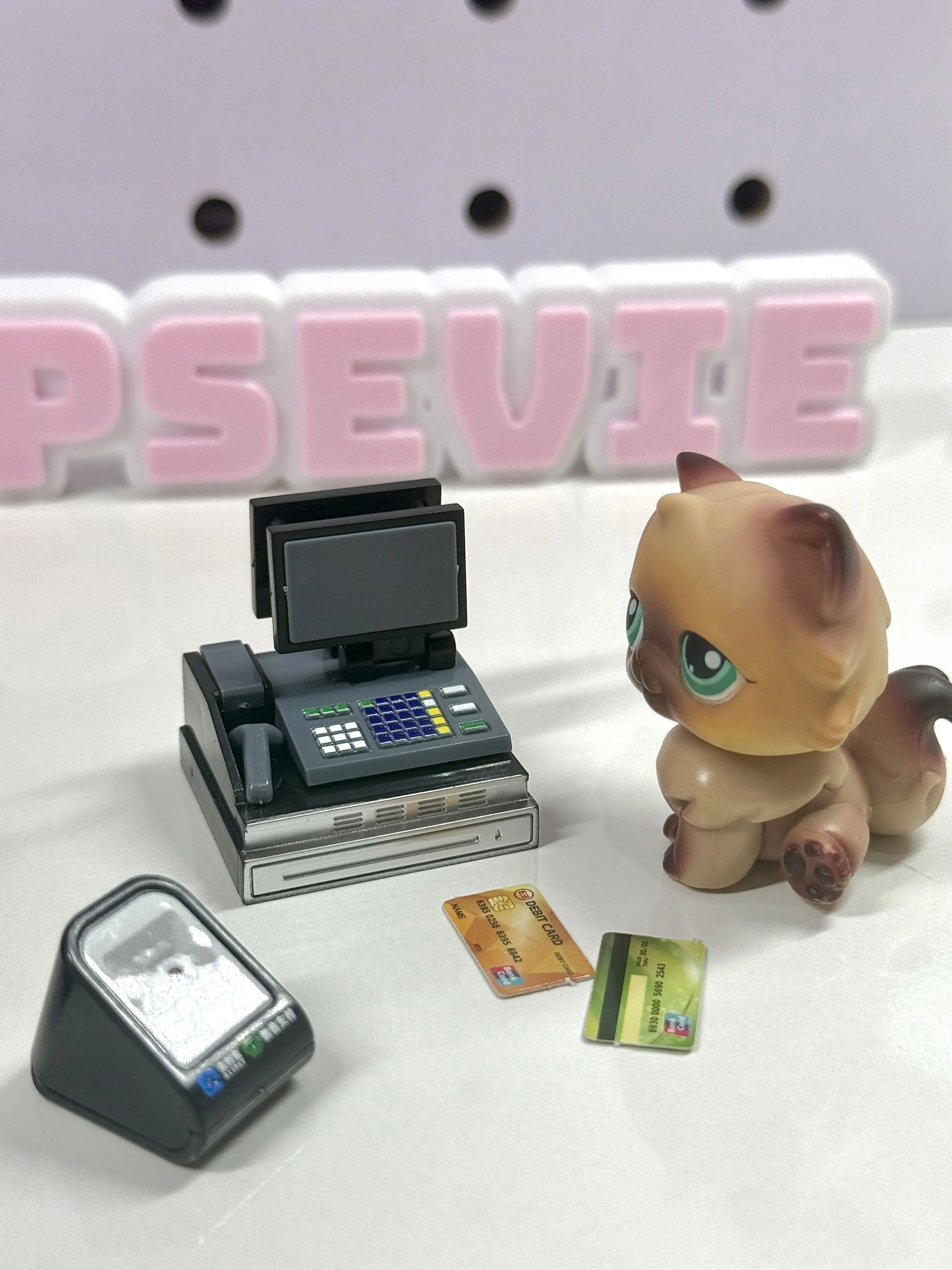 Miniature Cash Register & POS Machine Set for LPS | Store Checkout Counter Accessories