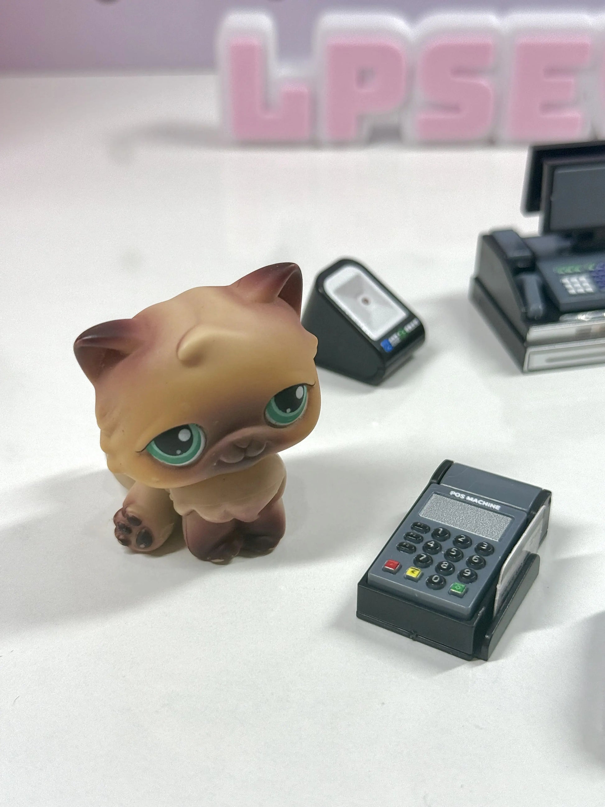 Miniature Cash Register & POS Machine Set for LPS | Store Checkout Counter Accessories