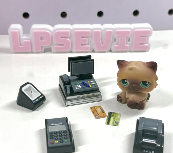 Miniature Cash Register & POS Machine Set for LPS | Store Checkout Counter Accessories