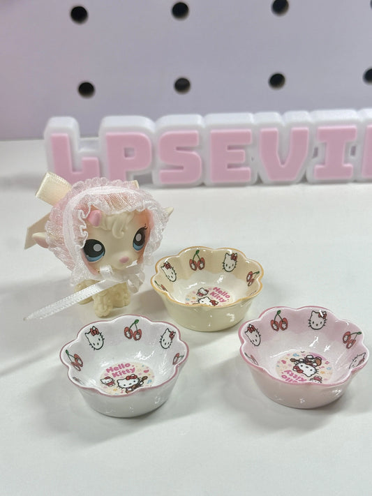 Mini Dessert Bowls Set for LPS | Kawaii Pink & Cream Bowl Trinkets