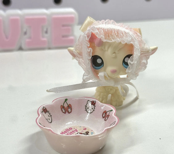 Mini Dessert Bowls Set for LPS | Kawaii Pink & Cream Bowl Trinkets