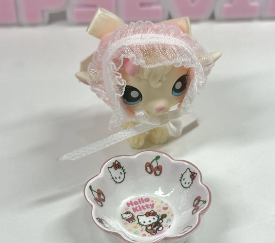 Mini Dessert Bowls Set for LPS | Kawaii Pink & Cream Bowl Trinkets