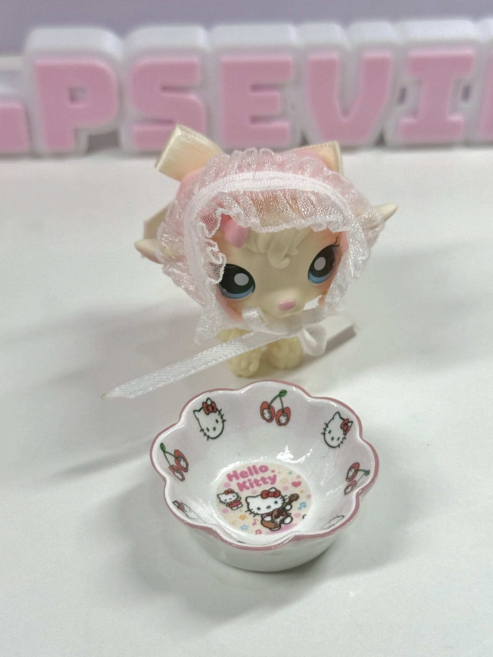 Mini Dessert Bowls Set for LPS | Kawaii Pink & Cream Bowl Trinkets